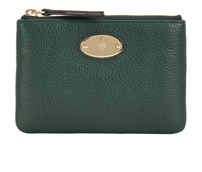 Mulberry Plaque Coin Wallet, &pound;165, Accessories, Green, Leather, Front view